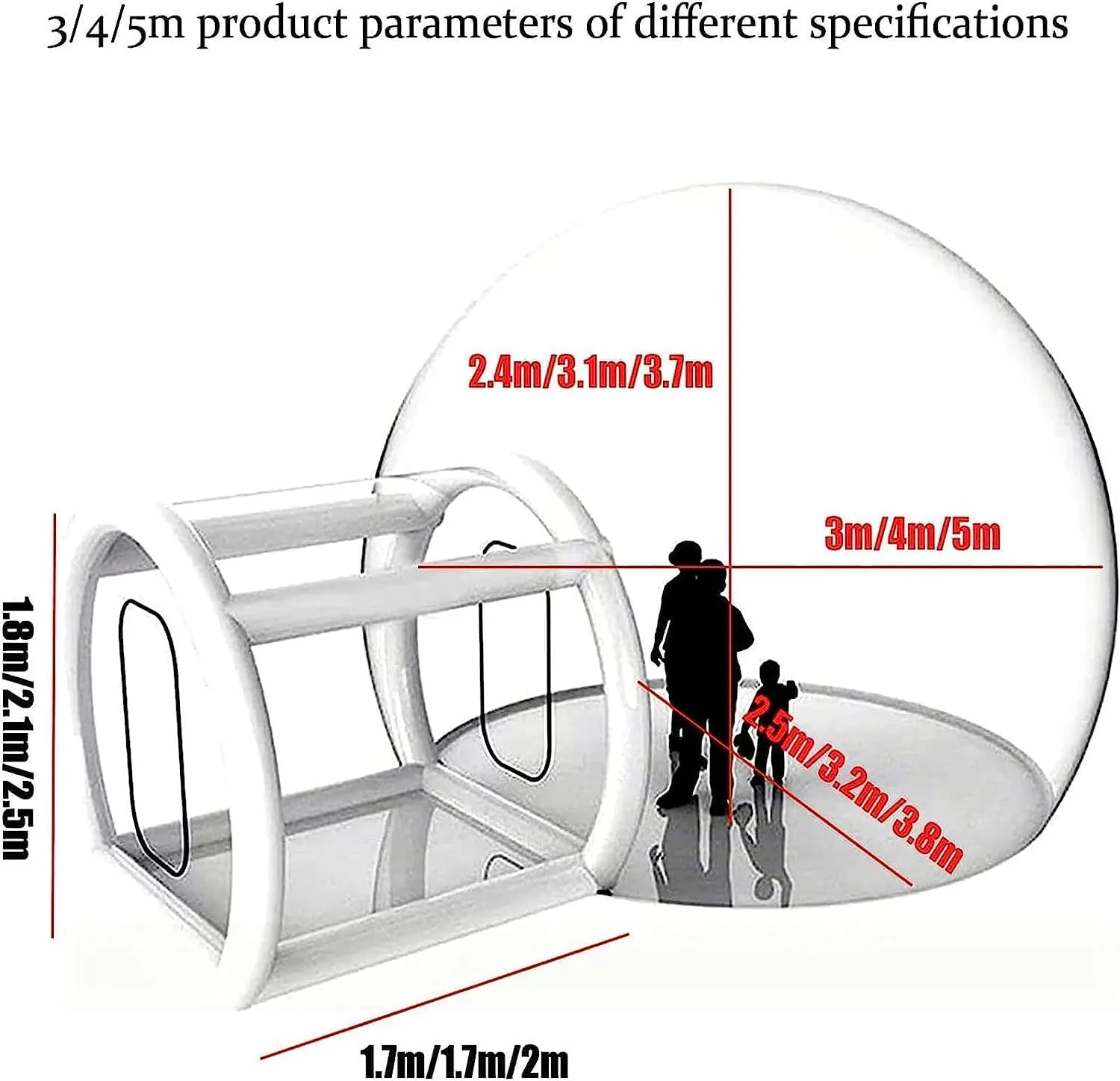 DARZYS Inflatable Bubble House, Inflatable Bubble Tent Home Backyard Camping Rainproof and Windproof Hut Bubble Transparent Tent(500cm)
