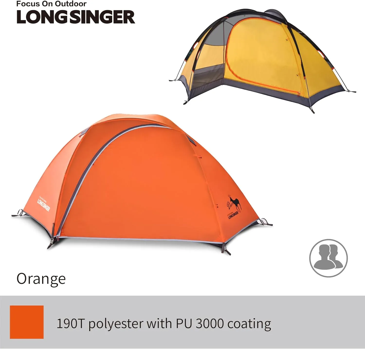Deer Series Lightweight Backpacking Tent, Waterproof 2 Person 3 Person Tent, Double Layer Easy Set up Ultralight Two Person Tent