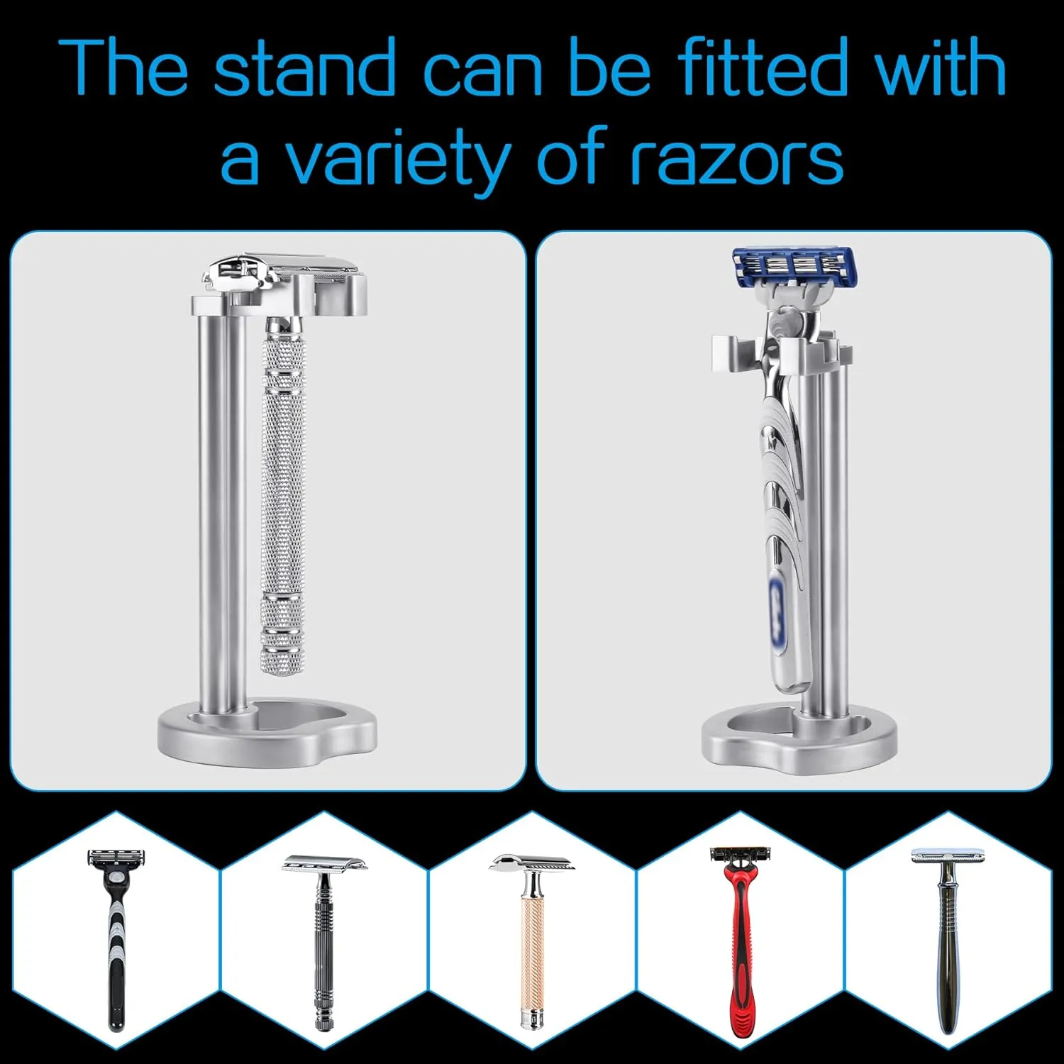 Deluxe Razor Holder Stainless Shaving Razor Stand,Dad Gifts,boyfriend Gifts,Husband Gifts for Him