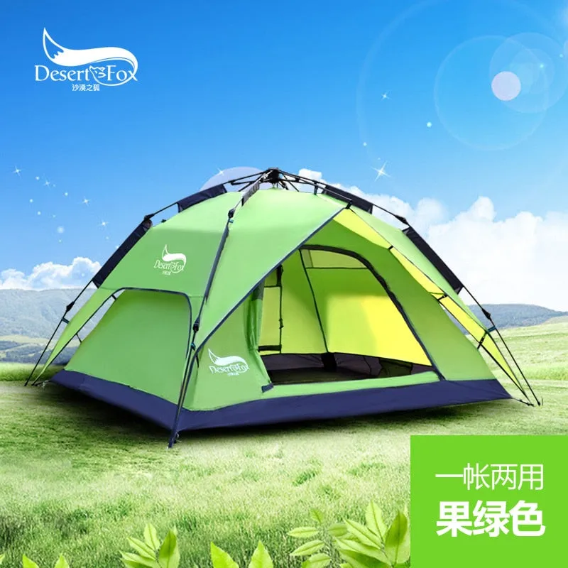 DesertFox Outdoor high-quality tents 3-4 people automatic tents double rainproof man camping tents multi-functional tents