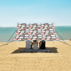 Dessert Mochi Pattern Beach Camping Tent Sun Shelter for Whole Family, Beach Shade Canopy with UPF50  UV Protection,Easy Set Up and Carry,Outdoor Shade for Trips, Fishing, Backyard Fun Picnics
