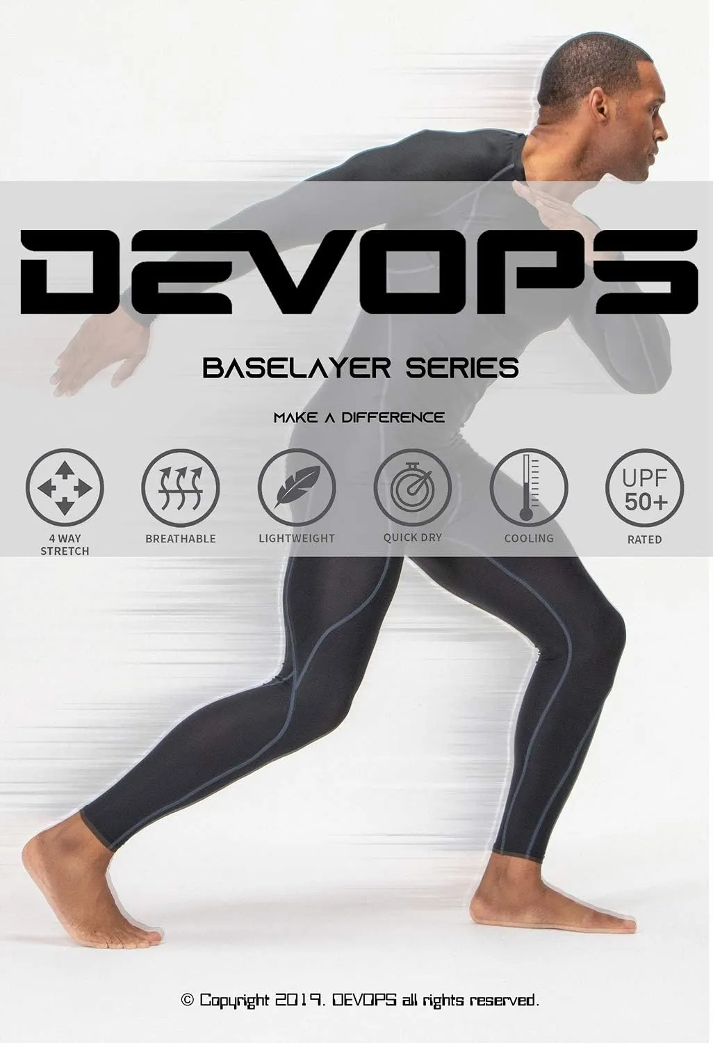 DEVOPS 2 or 3 Pack Men's Compression Pants Athletic Leggings with Pocket/Non-Pocket