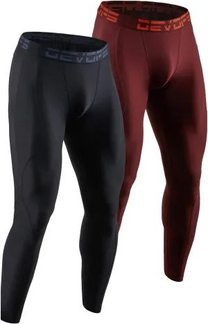 DEVOPS 2 or 3 Pack Men's Compression Pants Athletic Leggings with Pocket/Non-Pocket