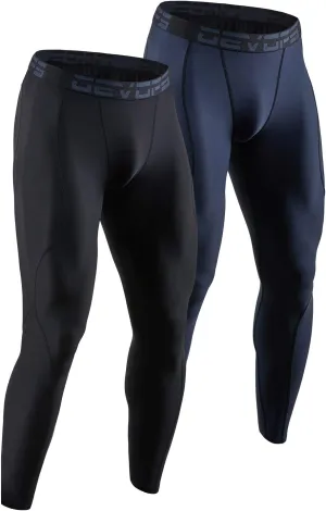 DEVOPS 2 or 3 Pack Men's Compression Pants Athletic Leggings with Pocket/Non-Pocket