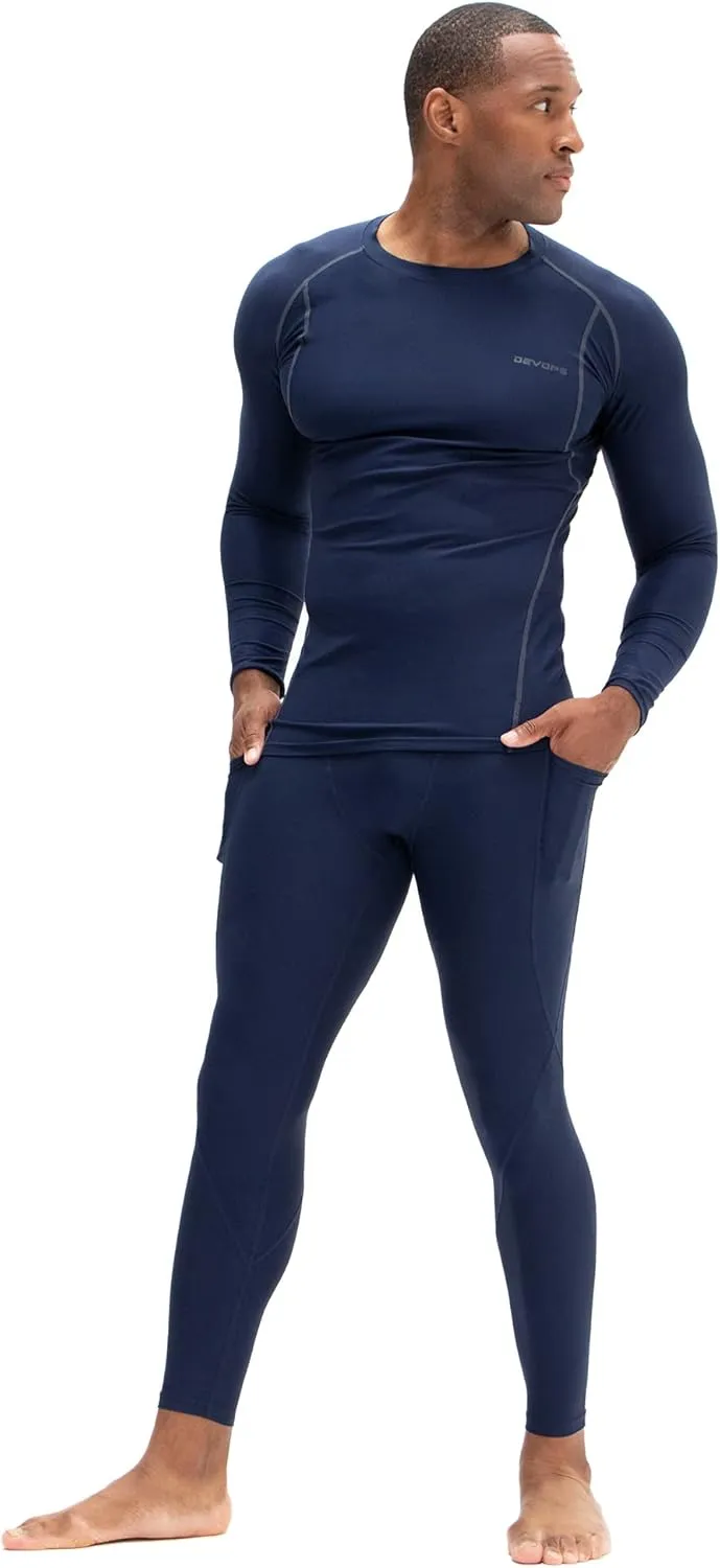 DEVOPS 2 or 3 Pack Men's Compression Pants Athletic Leggings with Pocket/Non-Pocket