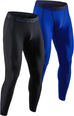 DEVOPS 2 or 3 Pack Men's Compression Pants Athletic Leggings with Pocket/Non-Pocket