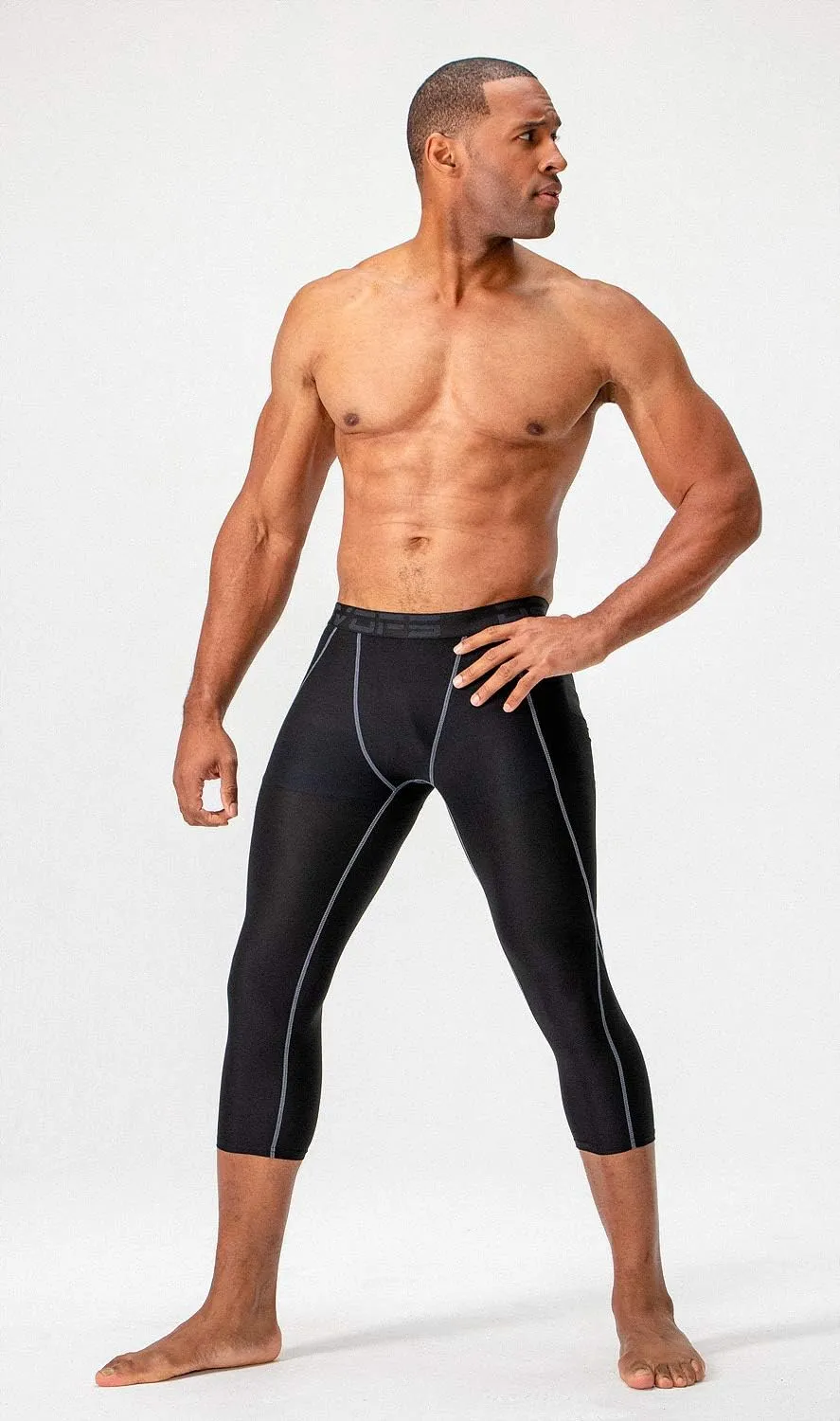 DEVOPS 2 Pack Men's 3/4 Compression Pants Athletic Leggings with Pocket