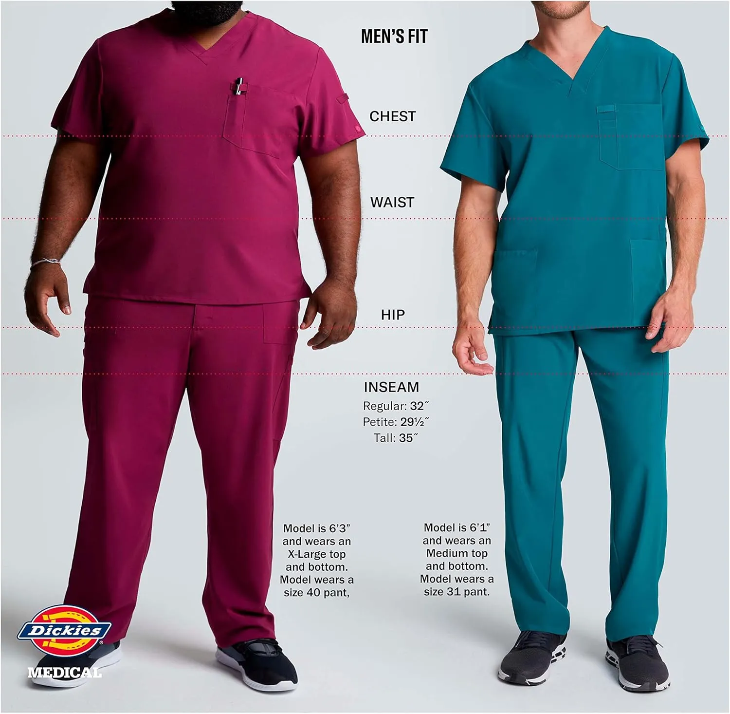 Dickies EDS Signature Scrubs for Men, Multi-Pocket V-Neck Scrub Top in Soft Brushed Poplin 81906