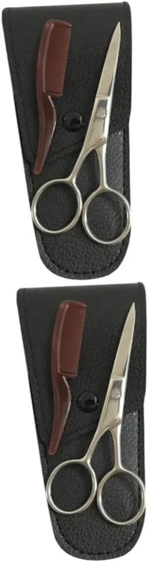 Didiseaon 2sets Stainless Steel Eyebrow Scissors Trimming Shears for Precision Grooming Barber Shops for Beard and Eyebrow Care Durable and Reliable Tools