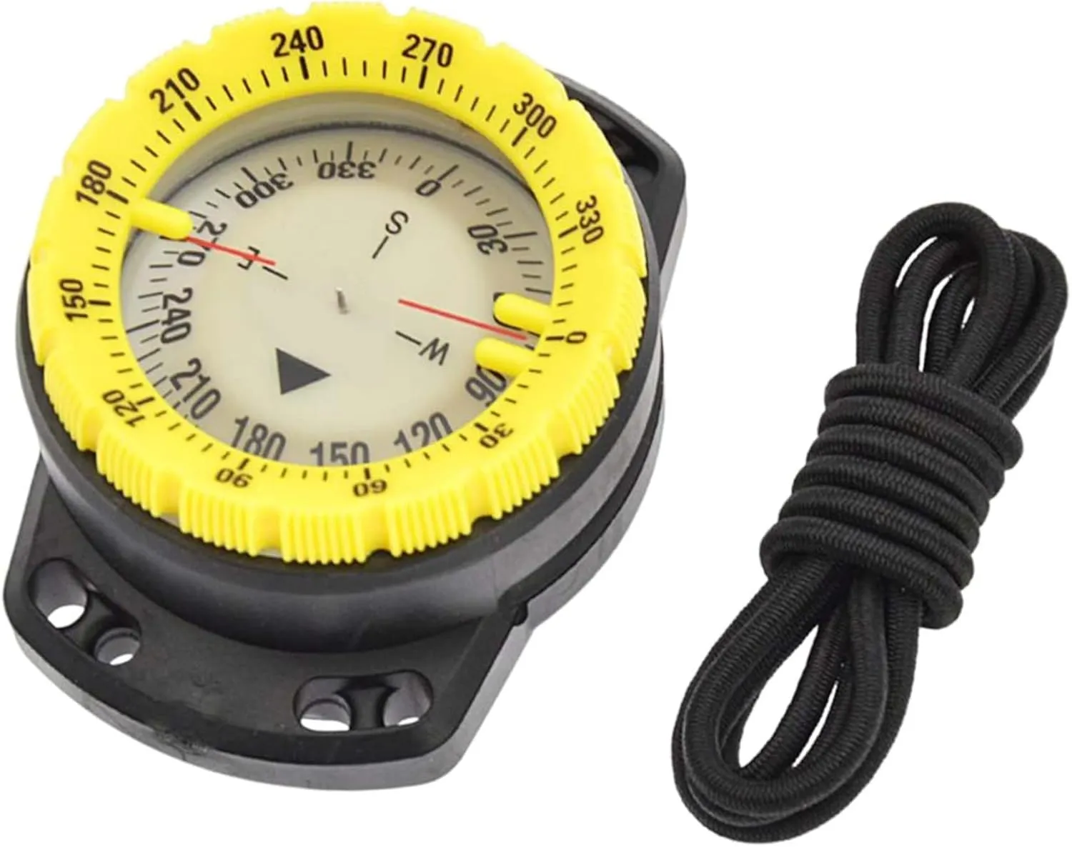 Dive Compass Surfing Luminous Wrist Compass Waterproof Underwater Navigation Compass with Bungee Night Vision Yellow Surfing Compass Underwater Compass Luminous Compass