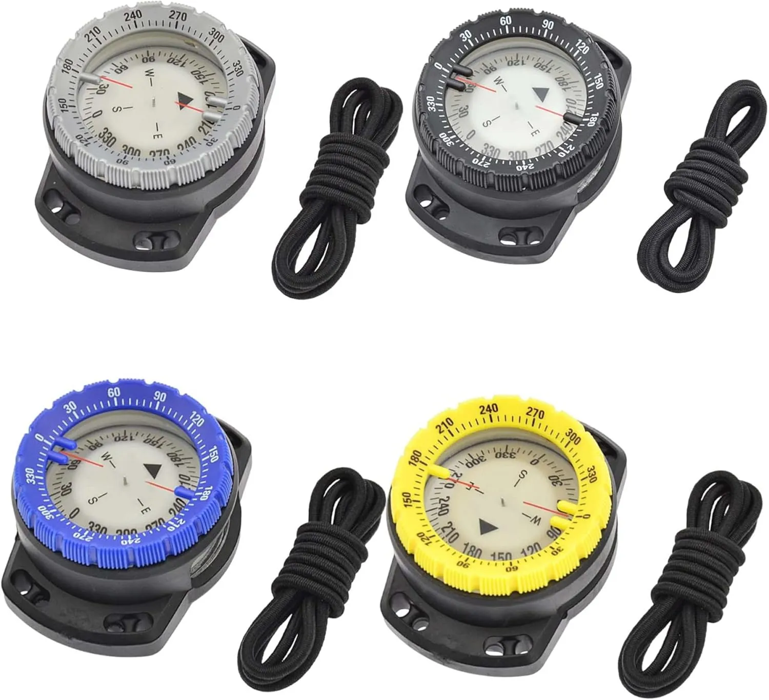 Dive Compass Surfing Luminous Wrist Compass Waterproof Underwater Navigation Compass with Bungee Night Vision Yellow Surfing Compass Underwater Compass Luminous Compass