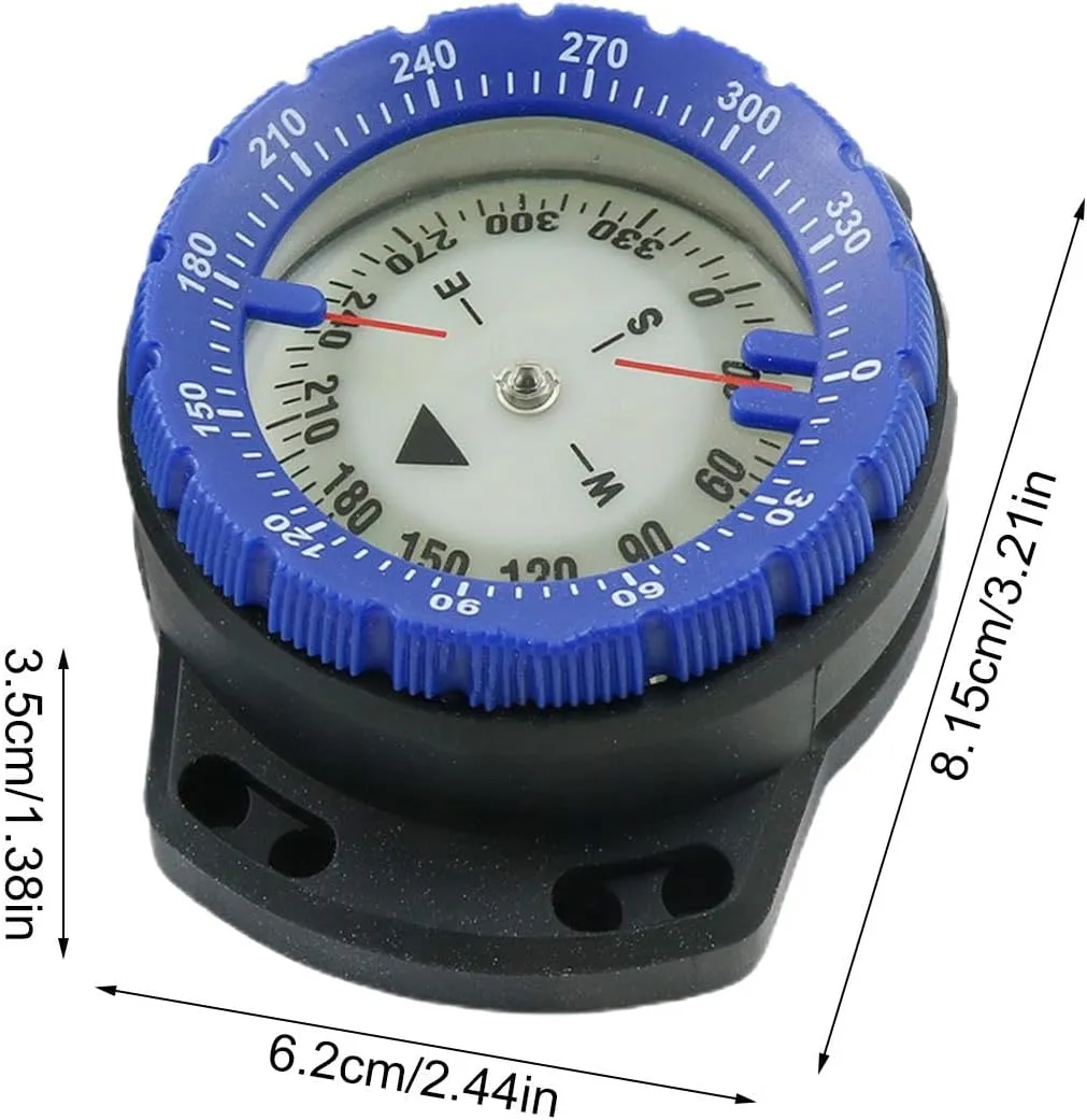 Dive Compass - Water Glow Compass | Underwater Diving Compass with Rope | Adjustable Wristband Compass | Compass with Side Window for Scuba Diving Accessories Water Sports