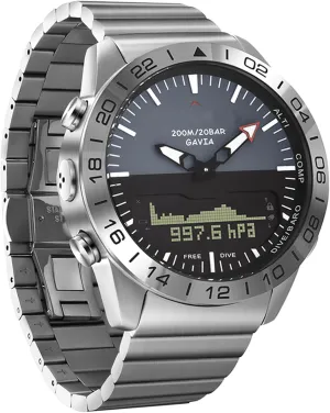 Dive Watch for Men 20ATM Waterproof Diving Wrist Watches for Altimeter Barometer Compass Thermometer Stopwatch Countdown Pedometer Calorie Counter Survival Watch Stainless Steel
