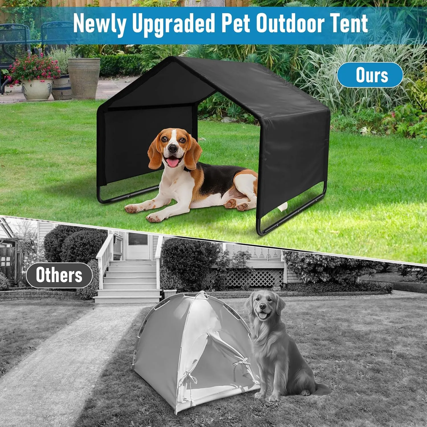Dog Tent, Sun Protection Windproof Pet Tent for Dogs, Dog Shade Shelter, 49x49x43in Outdoor Dogs Shade Canopy Camping Tent for Pets, Cats, Livestock (Black, 49x49x43in)