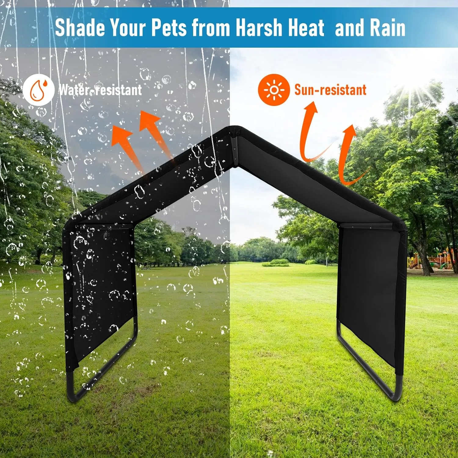 Dog Tent, Sun Protection Windproof Pet Tent for Dogs, Dog Shade Shelter, 49x49x43in Outdoor Dogs Shade Canopy Camping Tent for Pets, Cats, Livestock (Black, 49x49x43in)