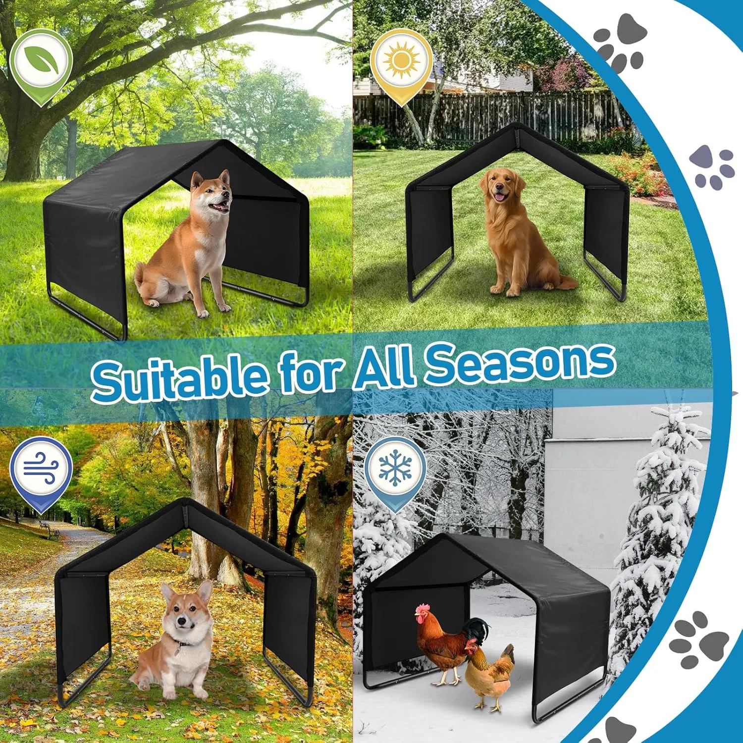 Dog Tent, Sun Protection Windproof Pet Tent for Dogs, Dog Shade Shelter, 49x49x43in Outdoor Dogs Shade Canopy Camping Tent for Pets, Cats, Livestock (Black, 49x49x43in)