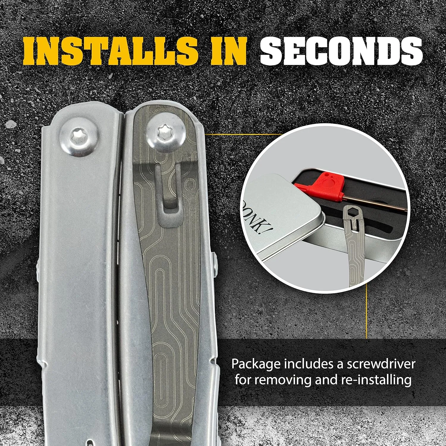 Donk! Titanium Pocket Clip. Made for Leatherman Wingman & Leatherman Sidekick. 5 Designs to Customize Your Multi-Tool. Extra Carry Options 'Norwegian Wood Silver Etch'