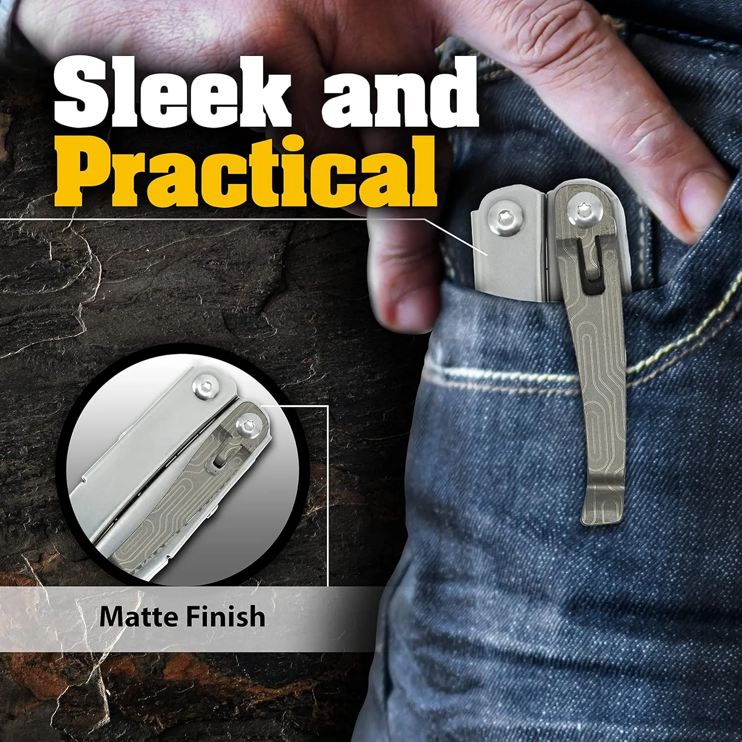 Donk! Titanium Pocket Clip. Made for Leatherman Wingman & Leatherman Sidekick. 5 Designs to Customize Your Multi-Tool. Extra Carry Options 'Norwegian Wood Silver Etch'