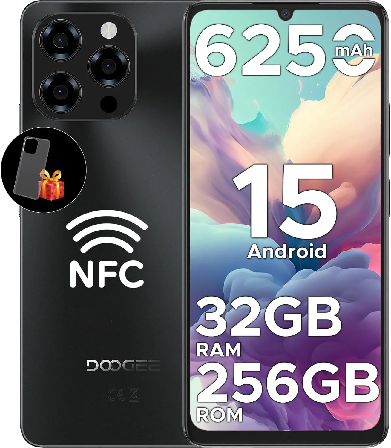 DOOGEE Note 58 Pro Android 15 Unlocked Cell Phone,32GB 256GB/2TB,6.75" HD  90Hz Android Phone,6250mAh Battery,16MP 8MP,4G Dual SIM Smartphone,Octa Core/Widevine L1/ GPS/NFC/Fingerprint/Face Unlock