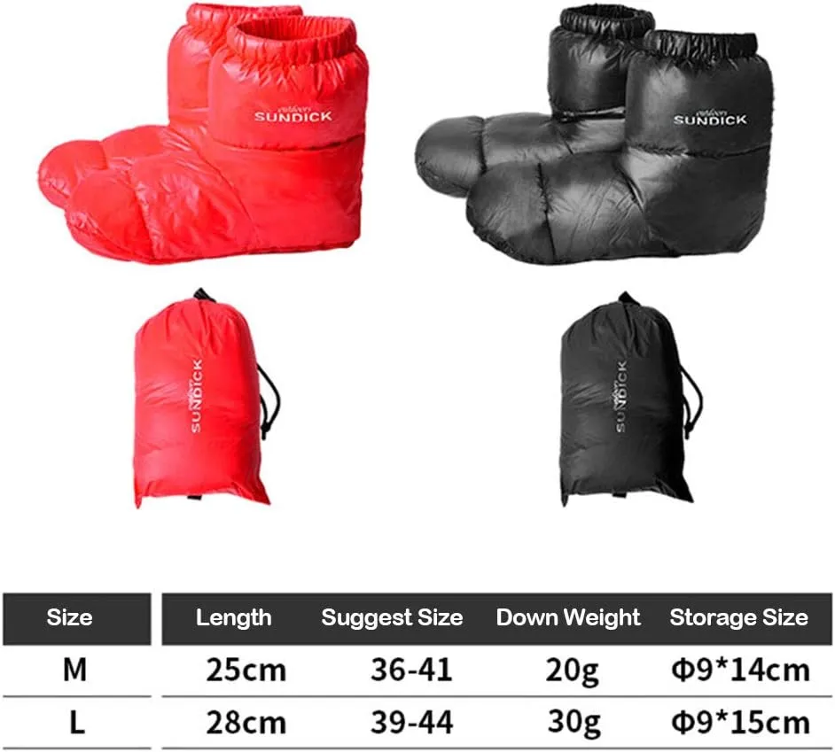 doorslay Down Booties Warm Socks for Men Women, Ultralight Sleeping Sock for Winter Camping, Backpacking, Soft & Cozy Camp Tent Bag Down Slippers Foot Warmer
