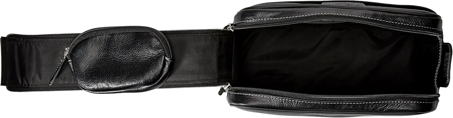Dopp Men's Country Saddle Soft Sided Multi-Zip Travel Kit-Leather, Black