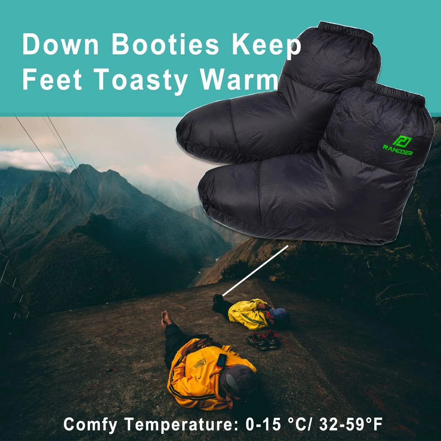 Down Booties Warm Socks for Men & Women - Ultralight Sleeping Sock for Camp, Backpacking - Soft & Cozy Camping Sleeping Bag Tent Down Slippers Foot Warmer