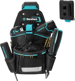 DuraTech Drill Holster with Quick Release Buckle, Heavy Duty Impact Driver Holster, Drill Pouch with Holder Strap, Multi Pockets & Front Drawstring Pouch