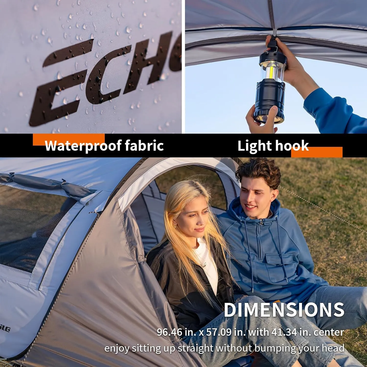 EchoSmile Camping Instant Pop Up Tent, 2/4/6/8/10 Person, Water Resistant Dome, Easy Setup for Camping Hiking and Outdoor, Portable with Carry Bag, 3 Season