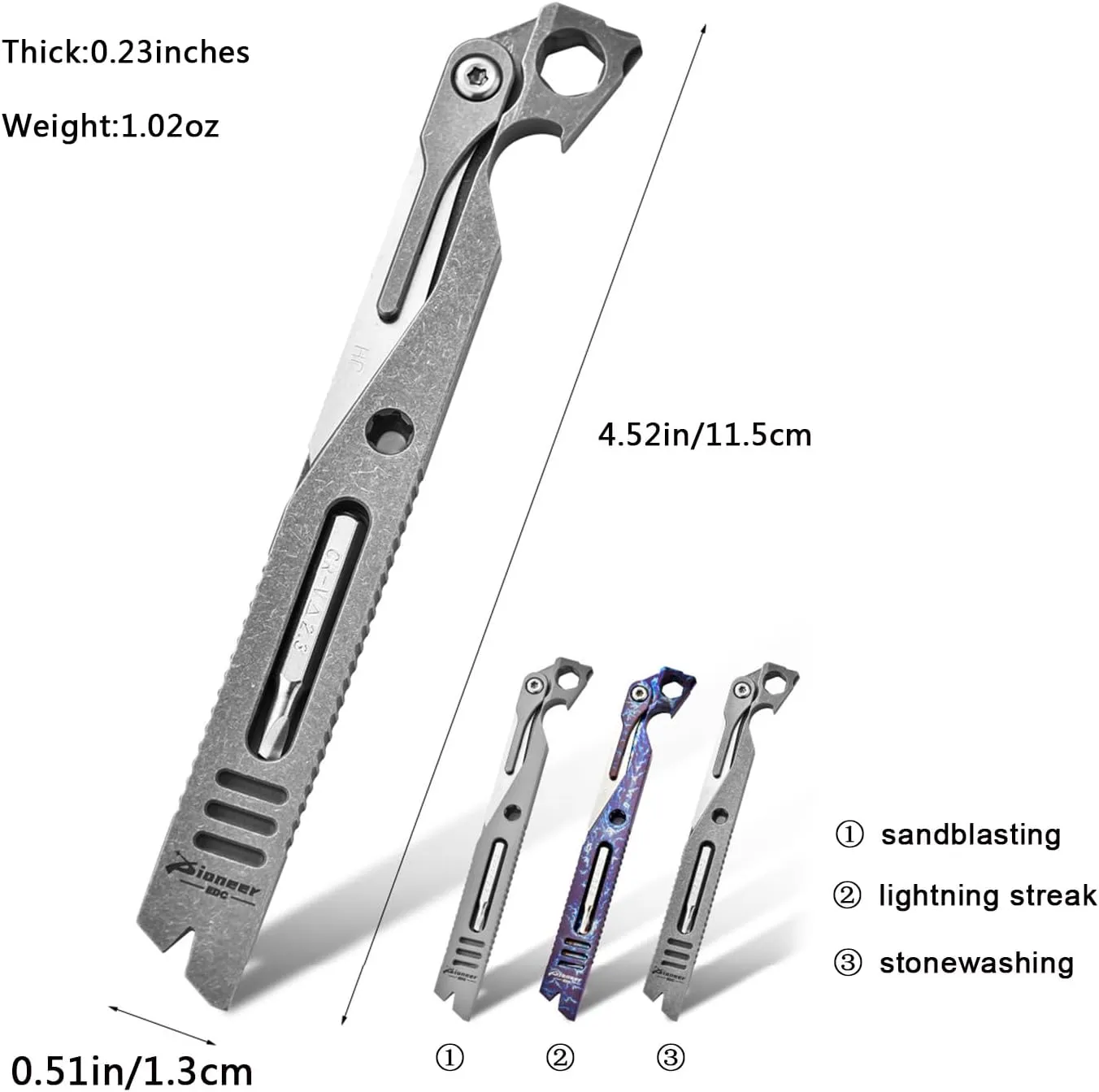 EDC Multitool Pry Bar, with Utility knife, Bottle Opener, EDC Pocket Tool, Gifts for Men (sandblasting)
