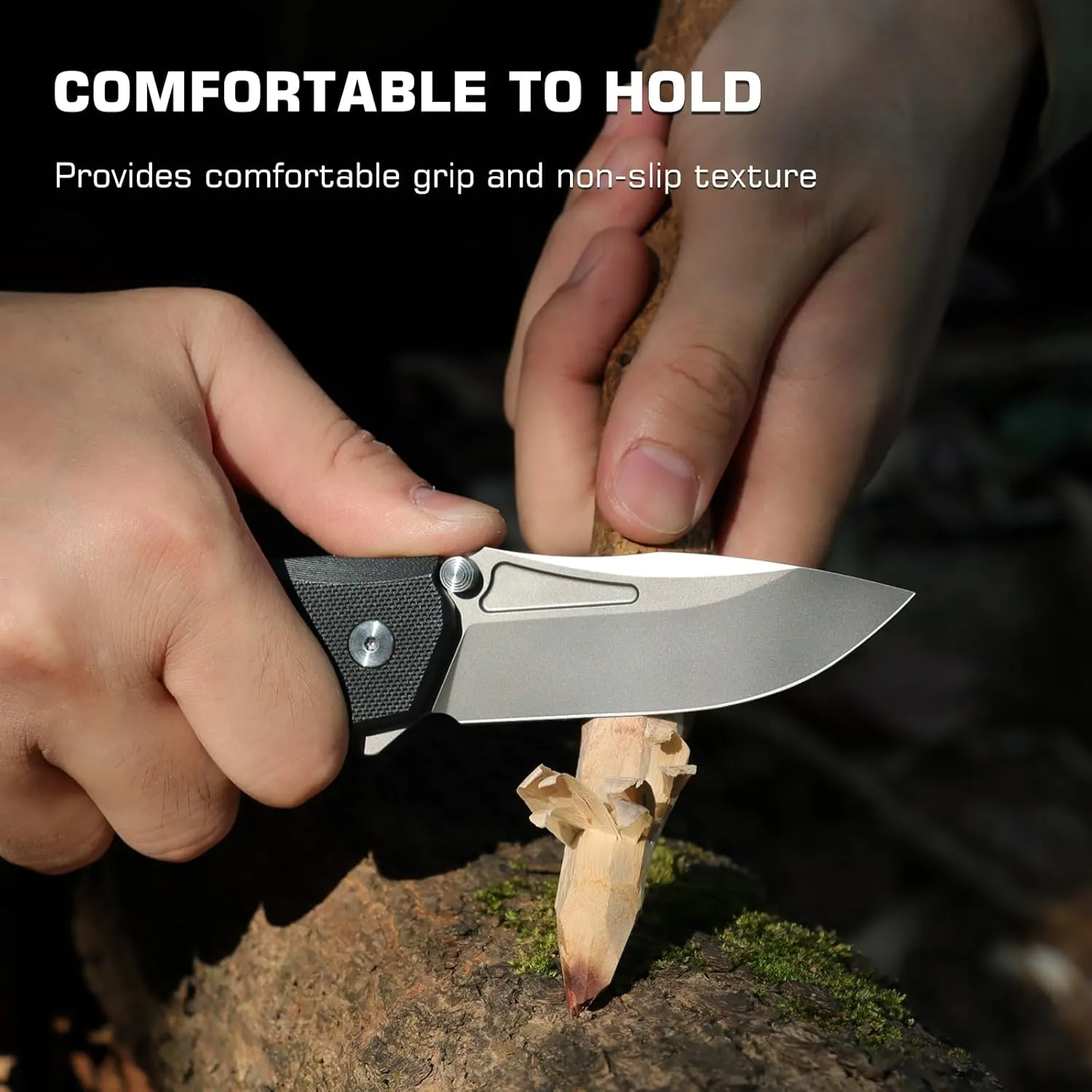 EDC Pocket Knife Rhino 0211,Sharp D2 Steel Blade Durable G10 Handle, Folding Pocket Knives with Reversible Pocket Clip, Flip Open Camping Hiking Pocket Knife for Men