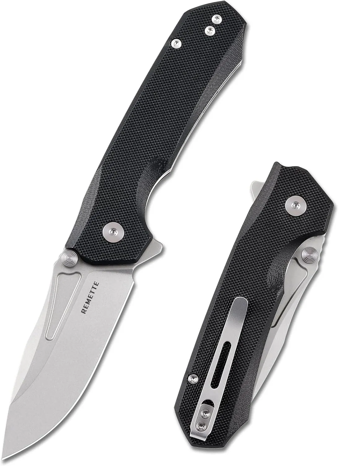 EDC Pocket Knife Rhino 0211,Sharp D2 Steel Blade Durable G10 Handle, Folding Pocket Knives with Reversible Pocket Clip, Flip Open Camping Hiking Pocket Knife for Men