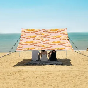 Egg Bread Toast Pattern Beach Camping Tent Sun Shelter for Whole Family, Beach Shade Canopy with UPF50  UV Protection,Easy Set Up and Carry,Outdoor Shade for Trips, Fishing, Backyard Fun Picnic
