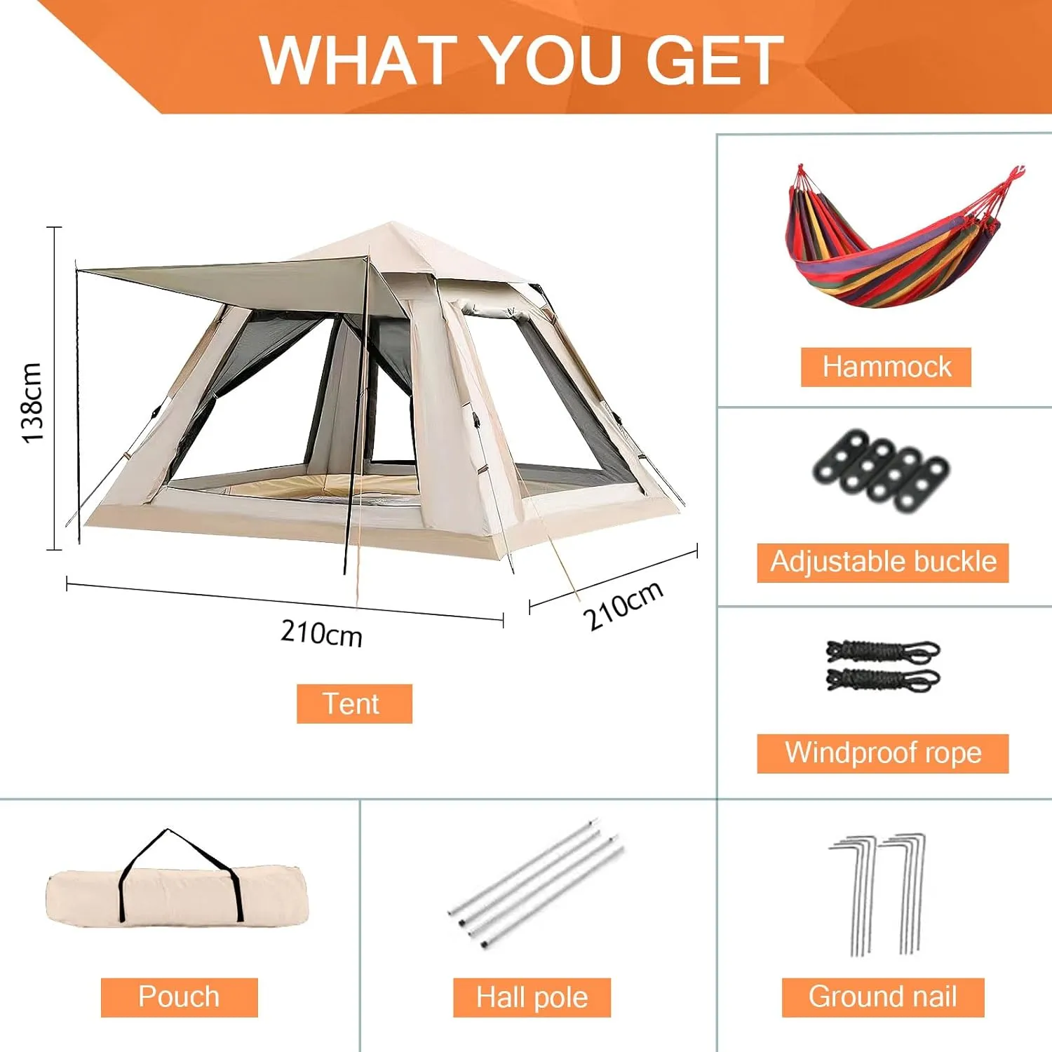 ele ELEOPTION Tents for Camping 3-4 Person Outdoor Camping Dome Tent Waterproof Windproof Lightweight Portable Backpacking Hiking Tents