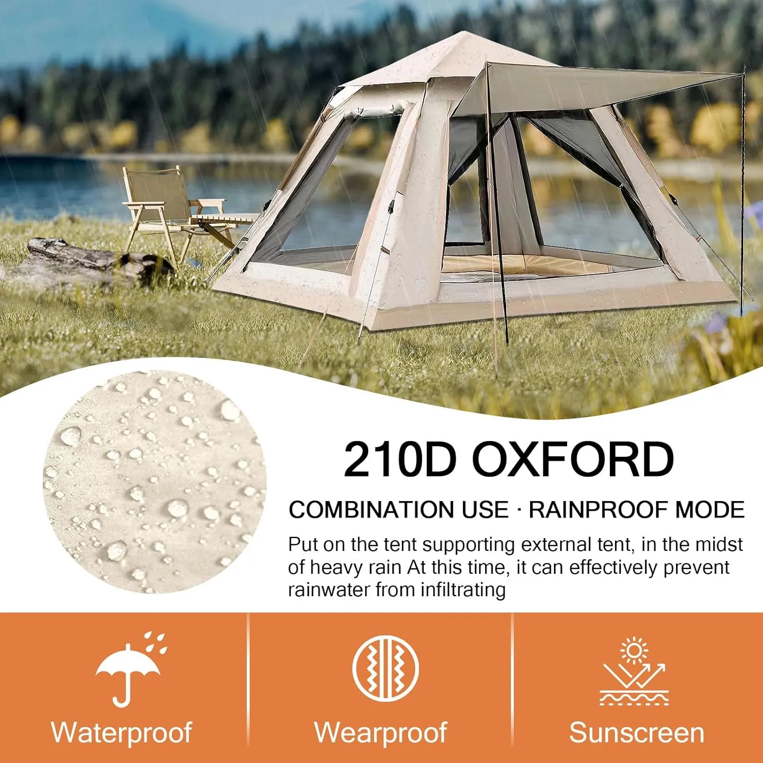 ele ELEOPTION Tents for Camping 3-4 Person Outdoor Camping Dome Tent Waterproof Windproof Lightweight Portable Backpacking Hiking Tents
