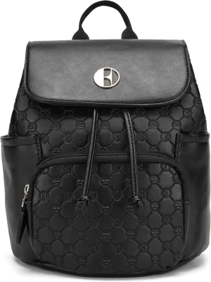 Elle Compass 10L Vegan Leather Monogram Mini Backpack | Black