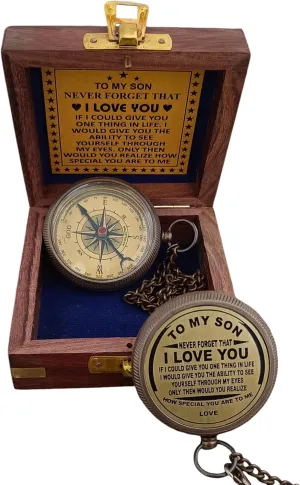 Engraved Brass Compass, Mom to Son Compass - to My Son Love Mom, Son from Dad, Gift for Son, Father Son Gift, Mother Son Gift, Son from Mom, Love Dad, Graduation Day Gifts for Son