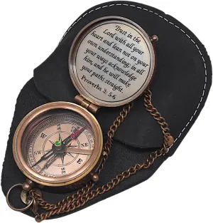 Engraved Compass for Men Proverbs 3:5-6 “Trust in The Lord” | Baptism, Communion, Graduation Gift
