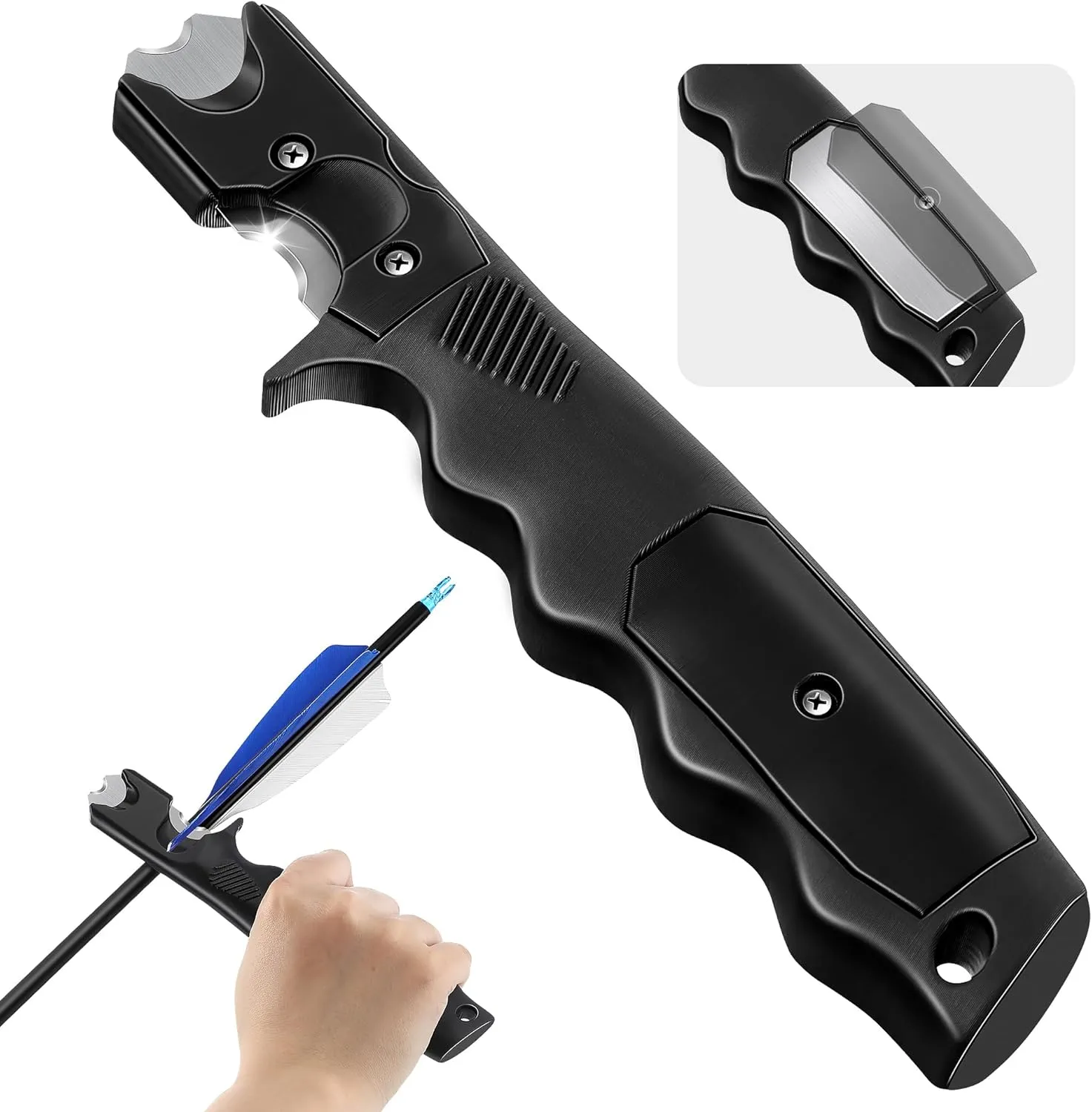 Enhon Fletching Removal Tool Dual Angle Arrow Fletching Tool for Precise Fletch & Glue Removal, Archery Tools with Stainless Steel Blade & Extra Replacement Blades for Arrow Maintenance & Repair
