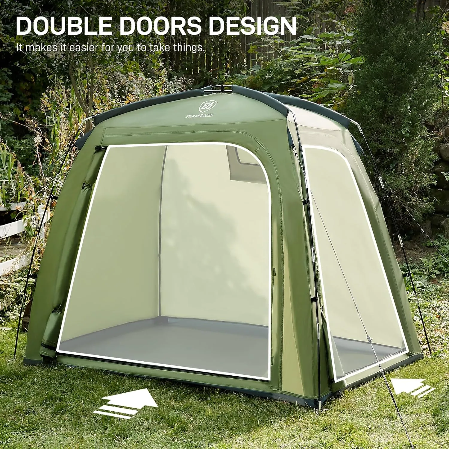EVER ADVANCED Bike Storage Tent, Portable Bike Shed for 3 Bikes, Storage Sheds with PU4000 mm Water-Resistant for Bicycles, Motorcycles, Lawn Mower, Garden Tools, Lightweight Bike Tent, 6.6'x4'x5.4'