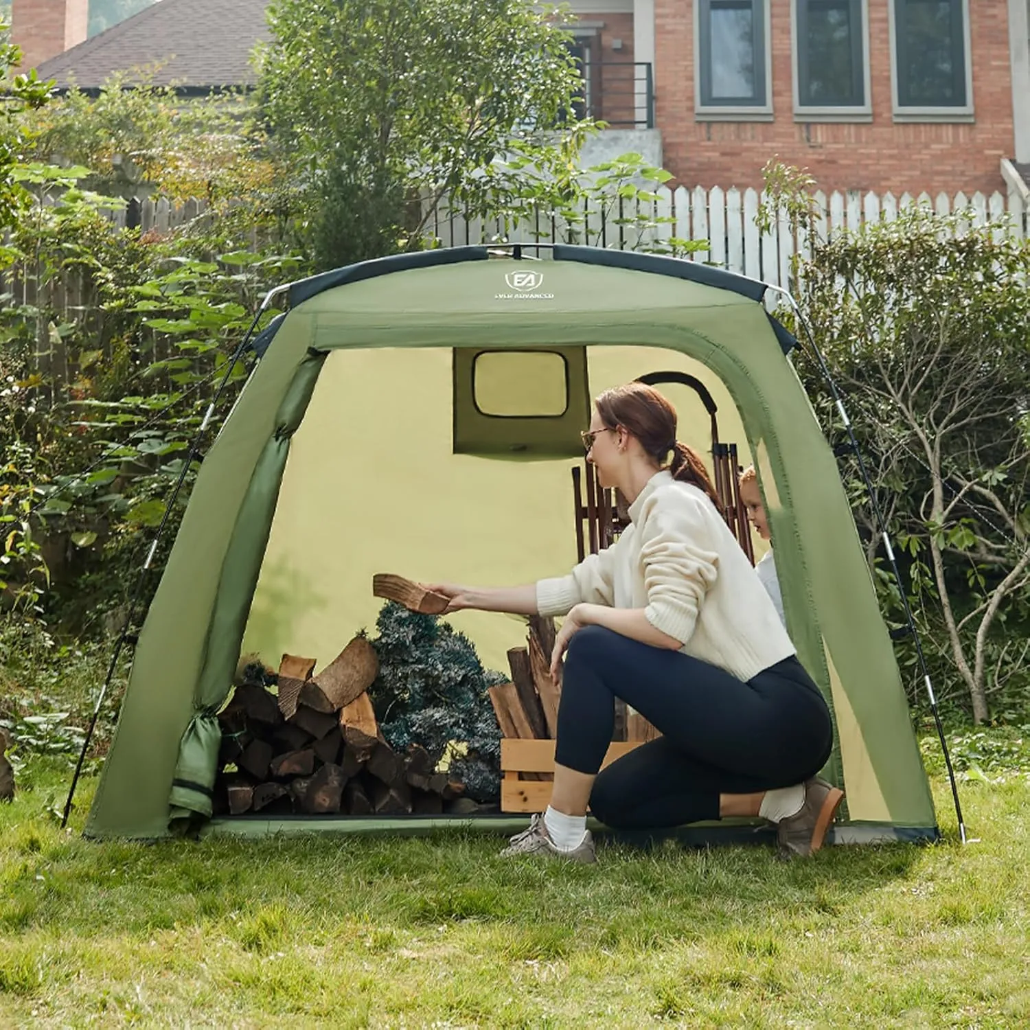 EVER ADVANCED Bike Storage Tent, Portable Bike Shed for 3 Bikes, Storage Sheds with PU4000 mm Water-Resistant for Bicycles, Motorcycles, Lawn Mower, Garden Tools, Lightweight Bike Tent, 6.6'x4'x5.4'