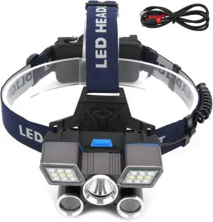 EVTSCAN LED Headlamp USB Rechargeable Adjustable Flashlight Camping Emergency Red Blue Warning Capable Kids Adults Aluminum Alloy (Batteries Not Included)