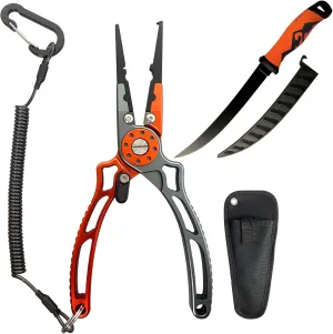 Exquisite Utility Multi-Function Fishing Tool Combination, 9'' Fishing Filet Knife & UTA II Fishing Plier, Nice Gift for Family
