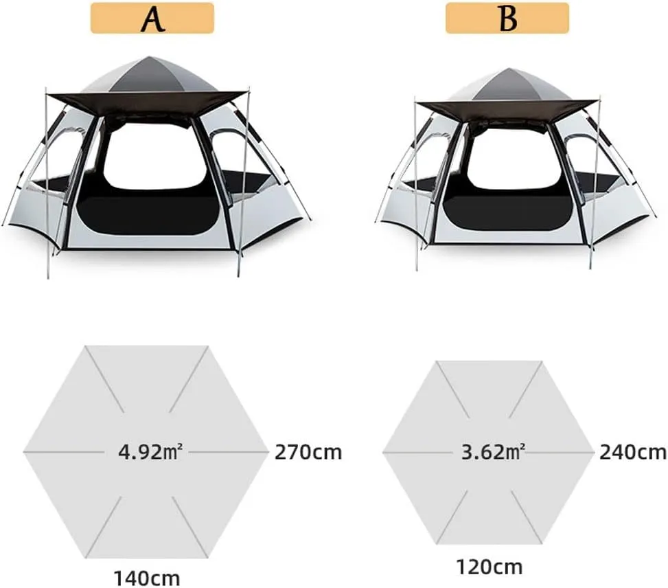 Family Camping Tent Large Waterproof Pop Up Tents 4/6 Person Room Cabin Tent Instant Setup with Sun Shade Automatic Aluminum Pole (Color : A)