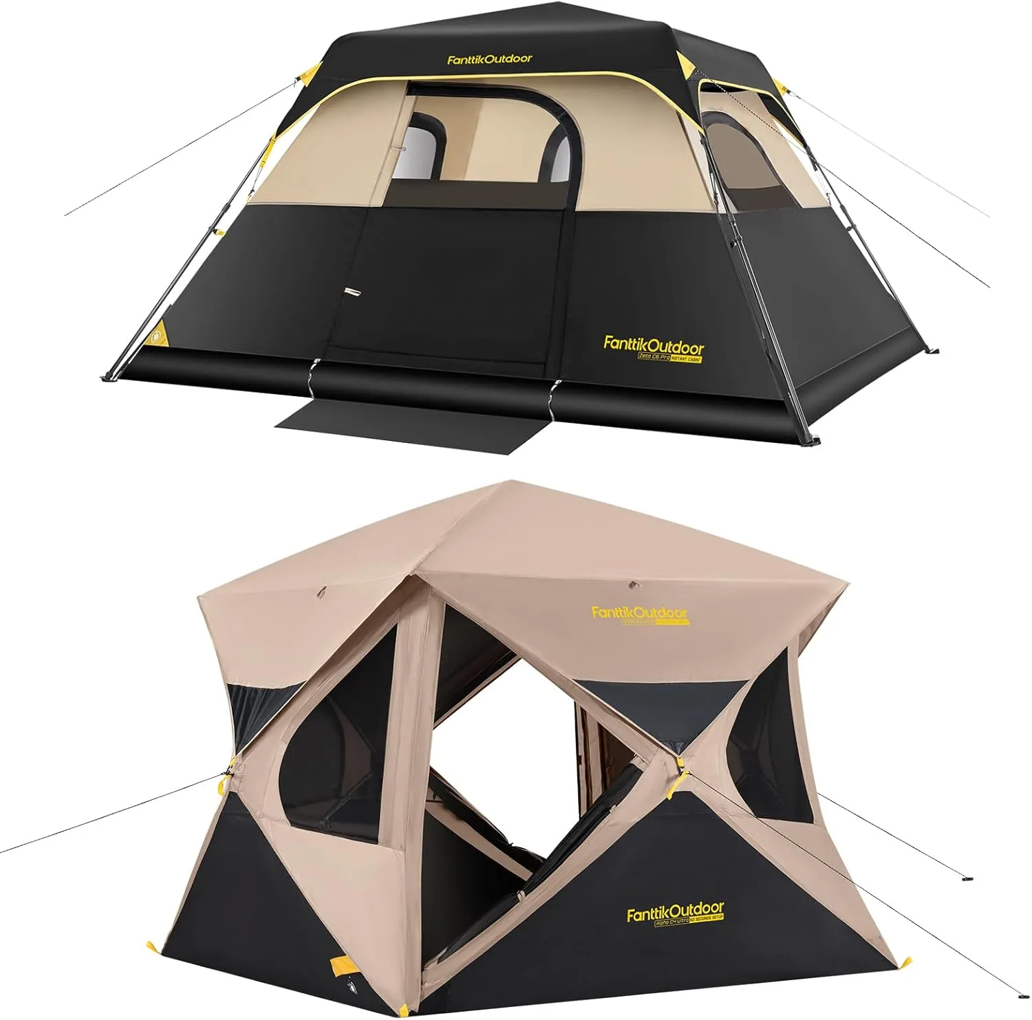 FanttikOutdoor Zeta C6 Pro Camping Tent 6 Person and FanttikOutdoor Alpha C4 Ultra Instant Cabin Tent 4 Person