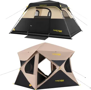 FanttikOutdoor Zeta C6 Pro Camping Tent 6 Person and FanttikOutdoor Alpha C4 Ultra Instant Cabin Tent 4 Person