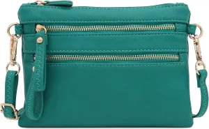 FashionPuzzle Multi Zipper Pocket Small Wristlet Crossbody Bag