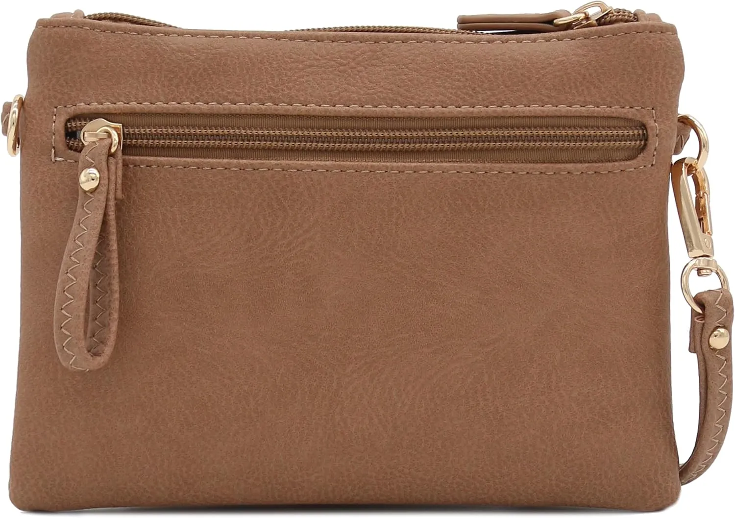 FashionPuzzle Multi Zipper Pocket Small Wristlet Crossbody Bag
