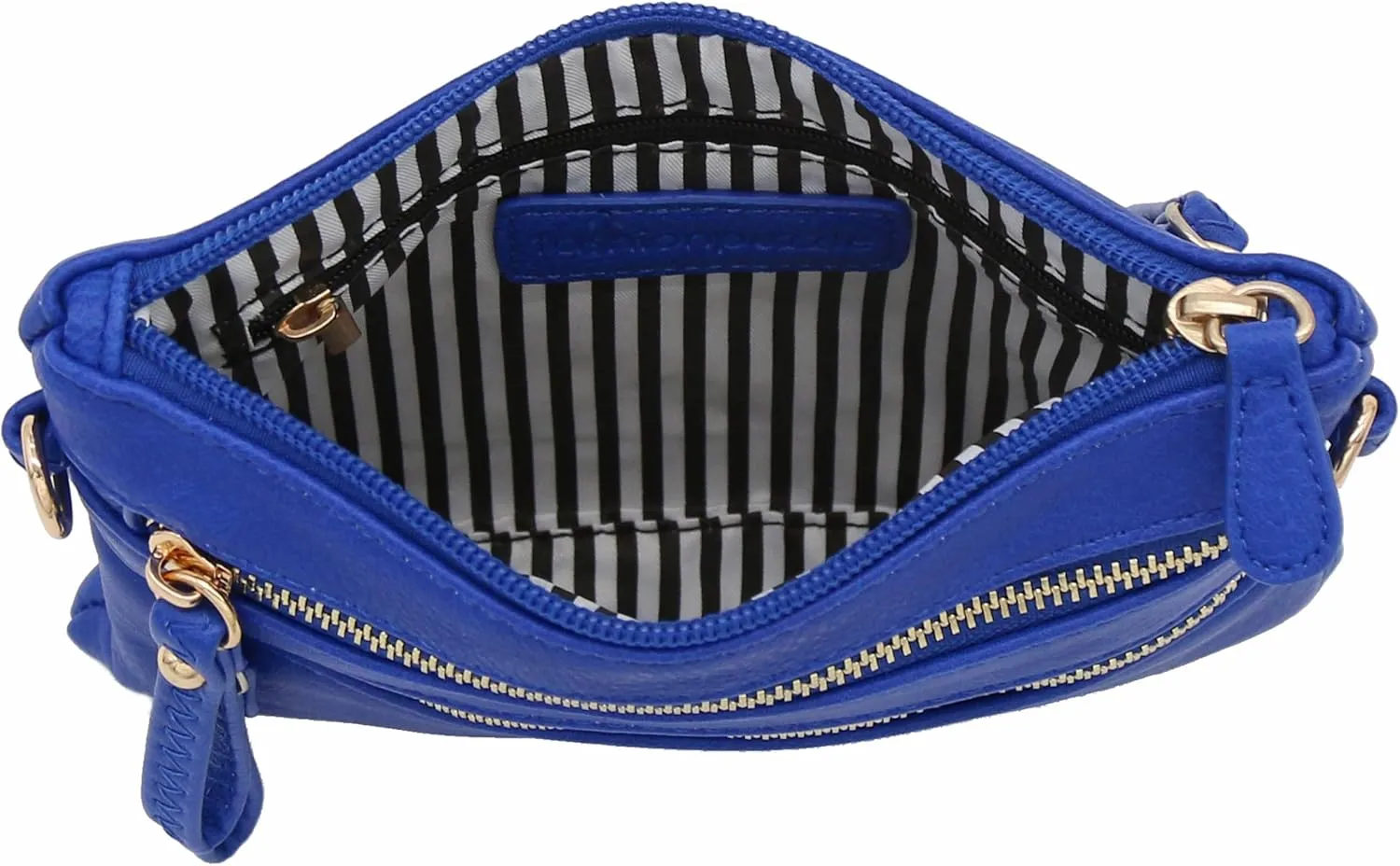 FashionPuzzle Multi Zipper Pocket Small Wristlet Crossbody Bag