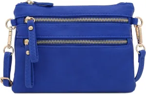 FashionPuzzle Multi Zipper Pocket Small Wristlet Crossbody Bag