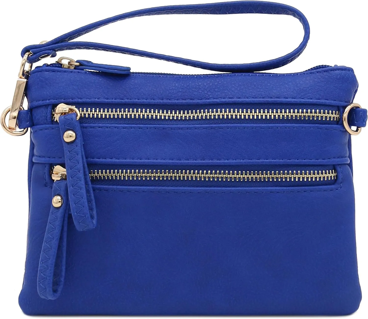 FashionPuzzle Multi Zipper Pocket Small Wristlet Crossbody Bag